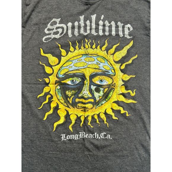 Sublime Tee Large Shirt Sun Gray Crew Neck Band Long Beach - Picture 2 of 5